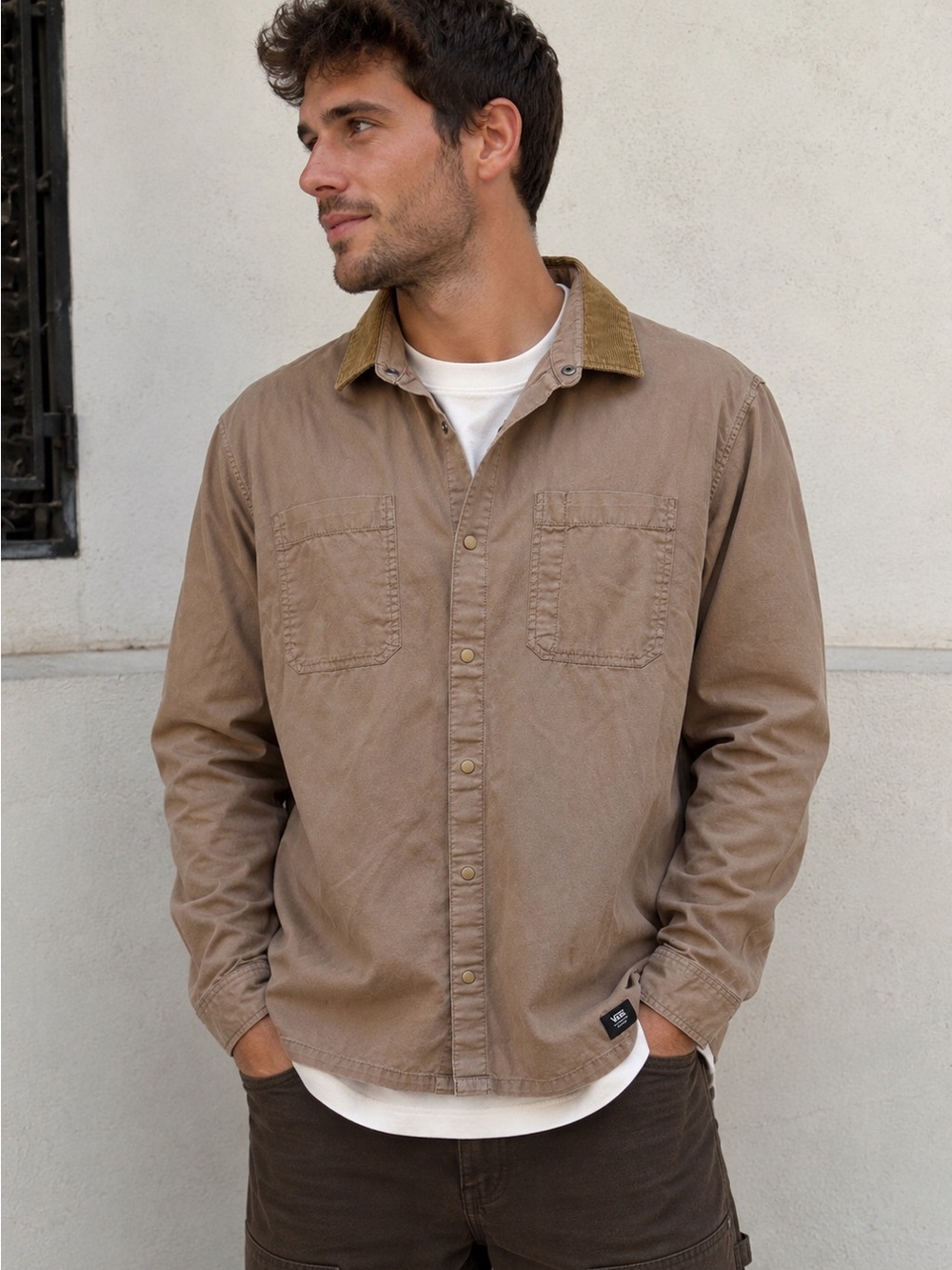 Vans Classic Jacket in Light Brown with Black Label